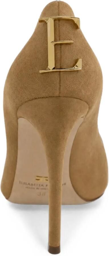 Elisabetta Franchi Suède pumps met logo Bruin - Foto 4
