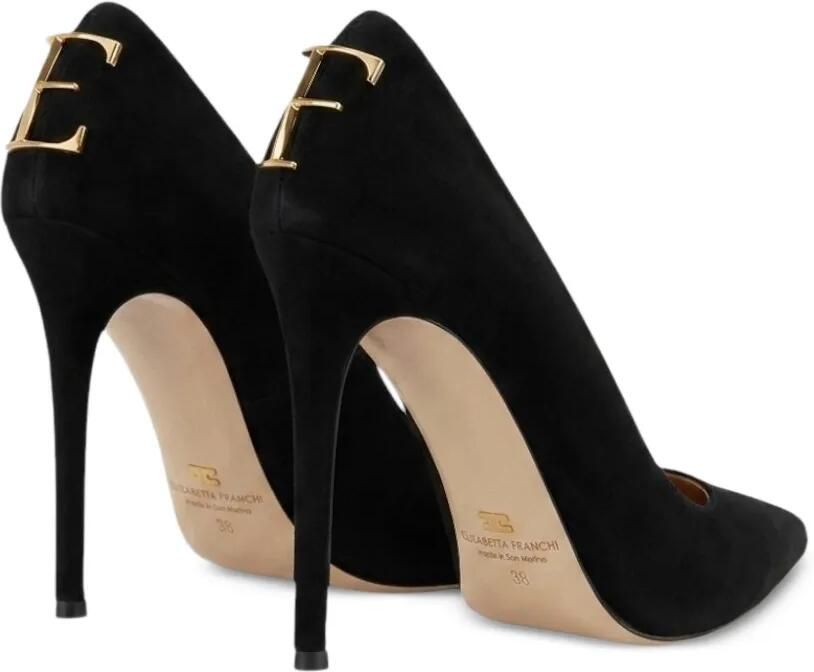 Elisabetta Franchi Suède pumps met logo Zwart - Foto 4
