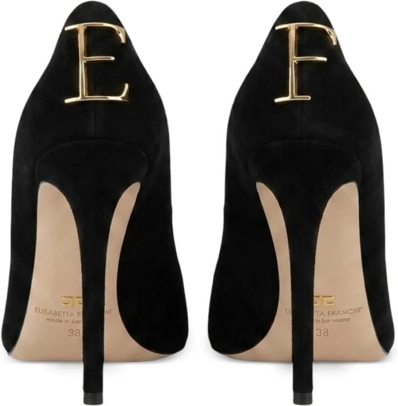 Elisabetta Franchi Suède pumps met logo Zwart - Foto 2