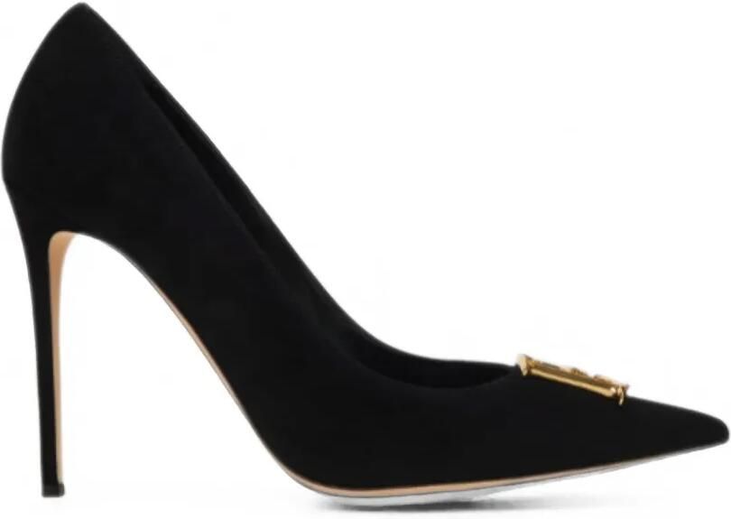 Elisabetta Franchi Suède pumps met logoplakkaat Zwart