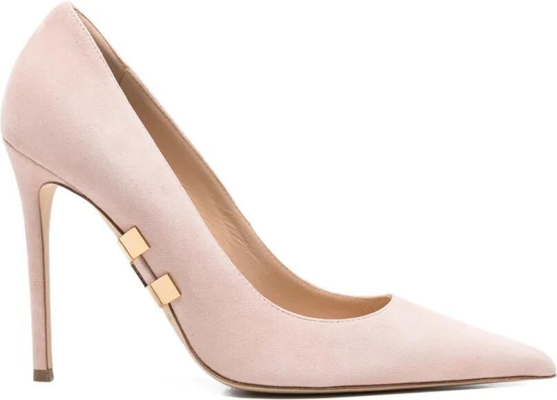 Elisabetta Franchi Suède pumps met verfraaid logo Roze