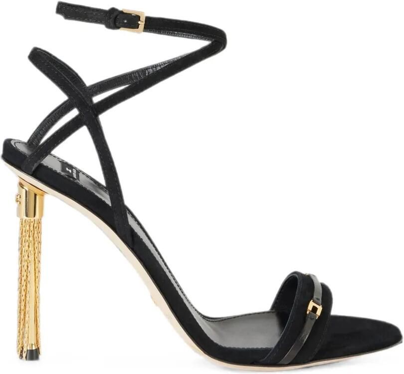 Elisabetta Franchi Suède sandalen met kwastje Zwart