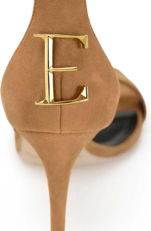 Elisabetta Franchi Suède sandalen met logo Beige - Foto 5