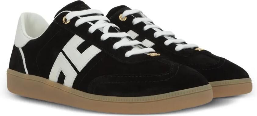 Elisabetta Franchi Suède sneakers met logo Zwart - Foto 4