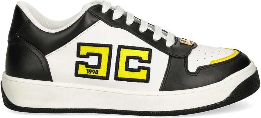 Elisabetta Franchi Tweekleurige leren sneakers Zwart