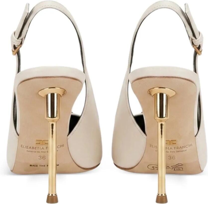 Elisabetta Franchi Leren slingback pumps Beige