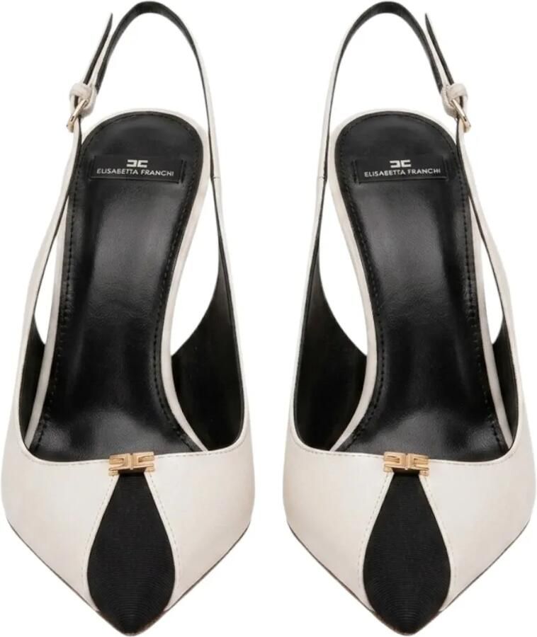 Elisabetta Franchi Leren slingback pumps Beige - Foto 2