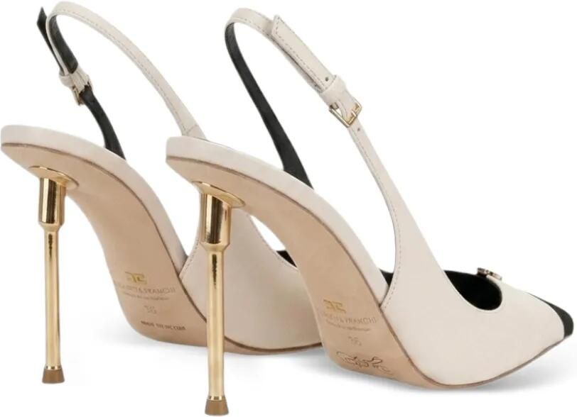 Elisabetta Franchi Leren slingback pumps Beige - Foto 3