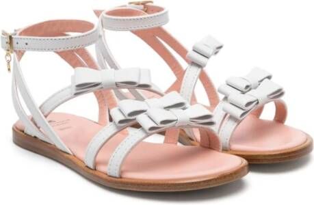 Elisabetta Franchi La Mia Bambina Leren sandalen met strikdetail Wit