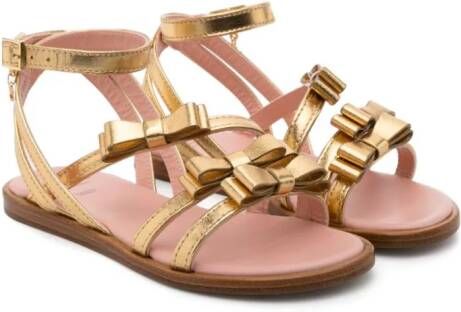 Elisabetta Franchi La Mia Bambina bow-details metallic sandals Goud