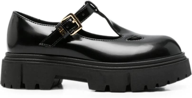 Elisabetta Franchi La Mia Bambina Ballerina's met chunky zool Zwart