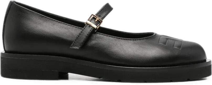 Elisabetta Franchi La Mia Bambina Ballerina's met gespbandje en logo-reliëf Zwart