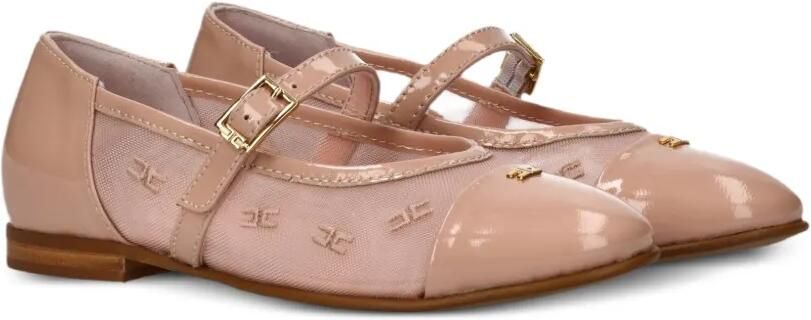 Elisabetta Franchi La Mia Bambina Ballerina's met gespdetail Beige
