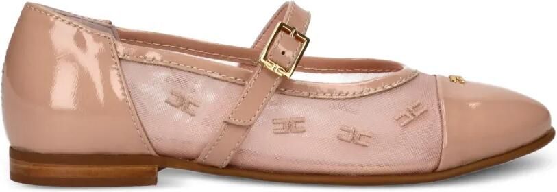 Elisabetta Franchi La Mia Bambina Ballerina's met gespdetail Beige - Foto 3