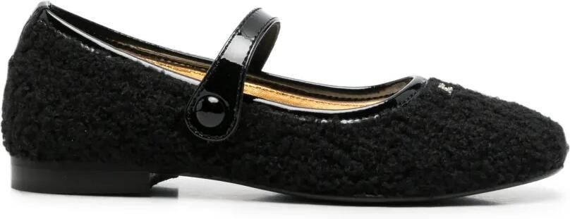Elisabetta Franchi La Mia Bambina Bouclé ballerina's Zwart