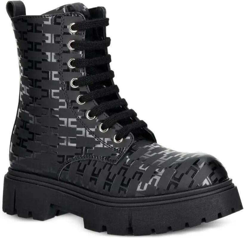 Elisabetta Franchi La Mia Bambina Chunky laarzen met monogram-print Zwart