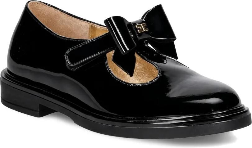 Elisabetta Franchi La Mia Bambina Lakleren ballerina's met strik-detail Zwart