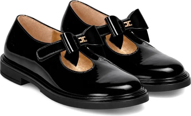 Elisabetta Franchi La Mia Bambina Lakleren ballerina's met strik-detail Zwart - Foto 2