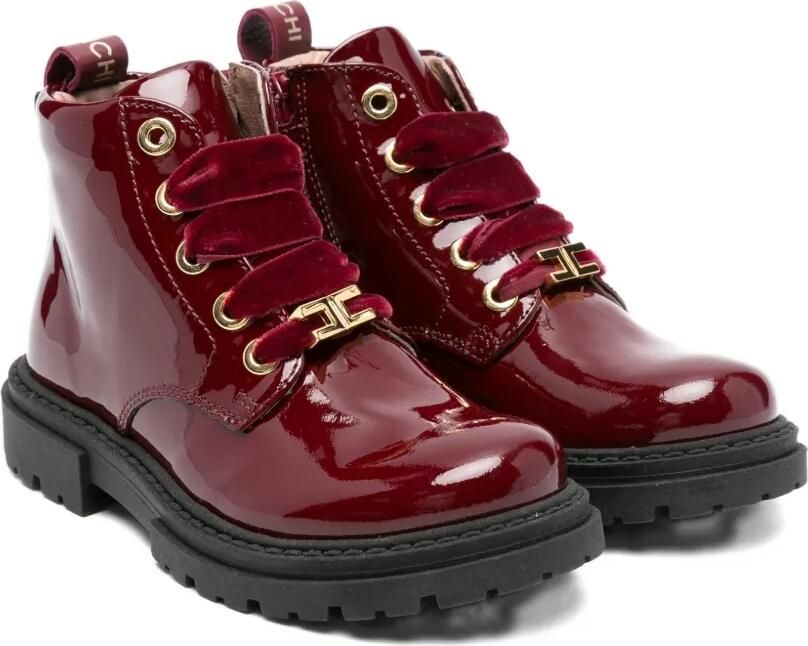 Elisabetta Franchi La Mia Bambina Lakleren veterlaarzen Rood