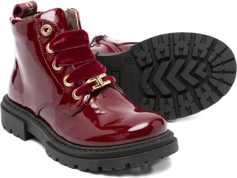 Elisabetta Franchi La Mia Bambina Lakleren veterlaarzen Rood - Foto 3