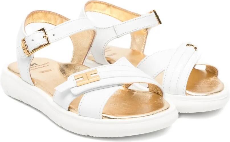 Elisabetta Franchi La Mia Bambina Leren sandalen met logodetail Wit