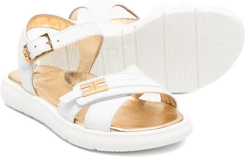 Elisabetta Franchi La Mia Bambina Leren sandalen met logodetail Wit - Foto 3