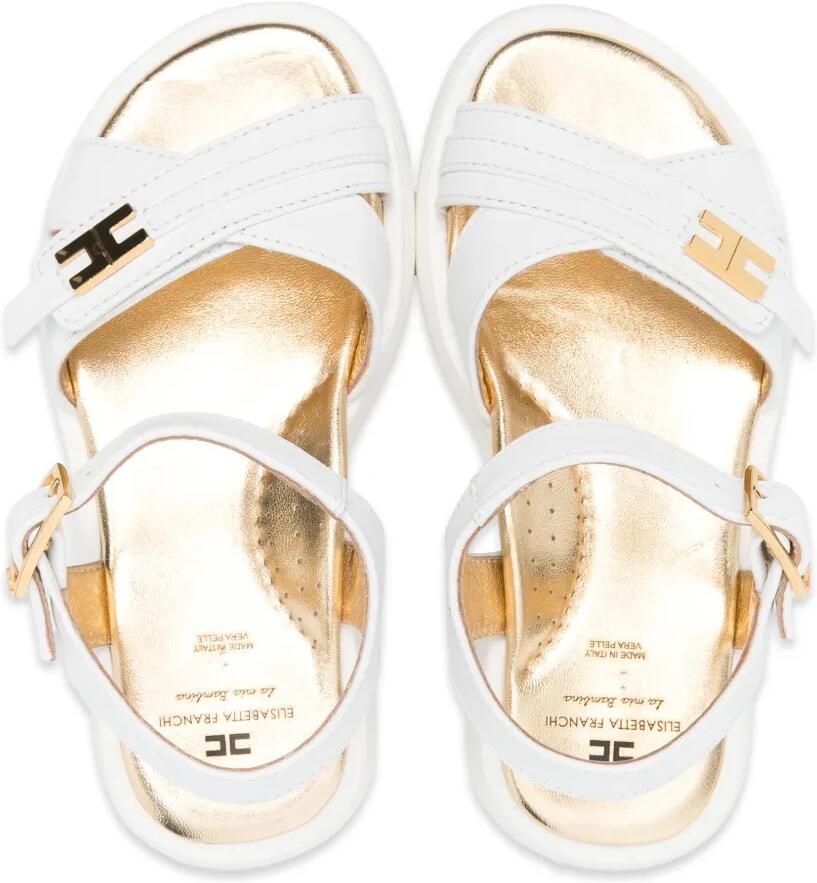 Elisabetta Franchi La Mia Bambina Leren sandalen met logodetail Wit - Foto 2