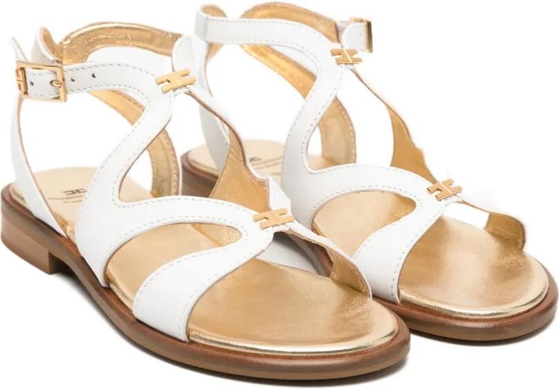 Elisabetta Franchi La Mia Bambina Leren sandalen Wit
