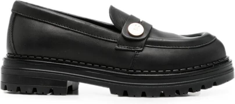 Elisabetta Franchi La Mia Bambina Loafers met logo-plakkaat Zwart