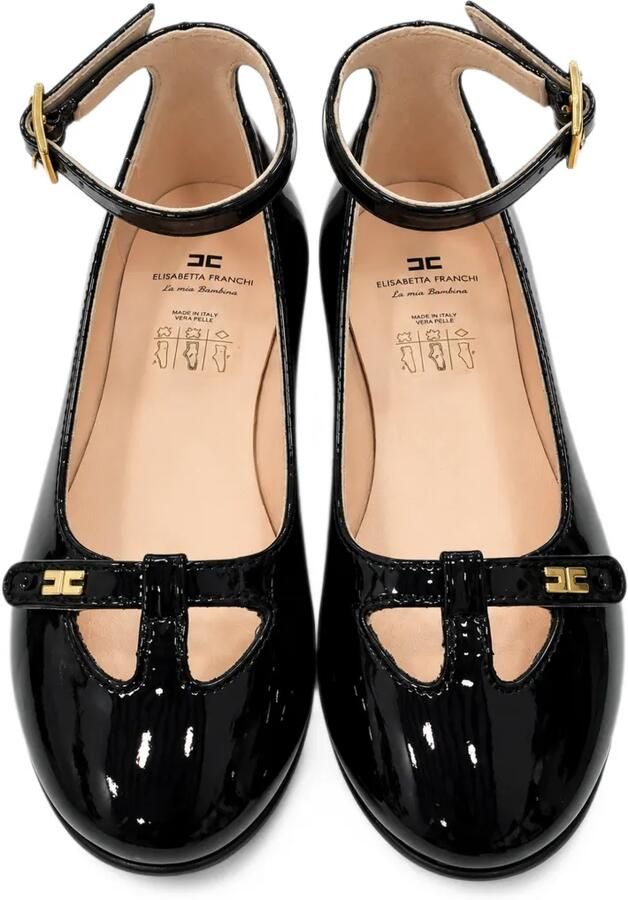 Elisabetta Franchi La Mia Bambina logo-plaque patent-leather ballet flats Zwart - Foto 3