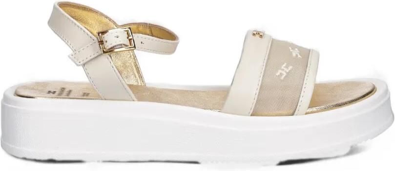 Elisabetta Franchi La Mia Bambina mesh-panel logo-plaque sandals Wit - Foto 4