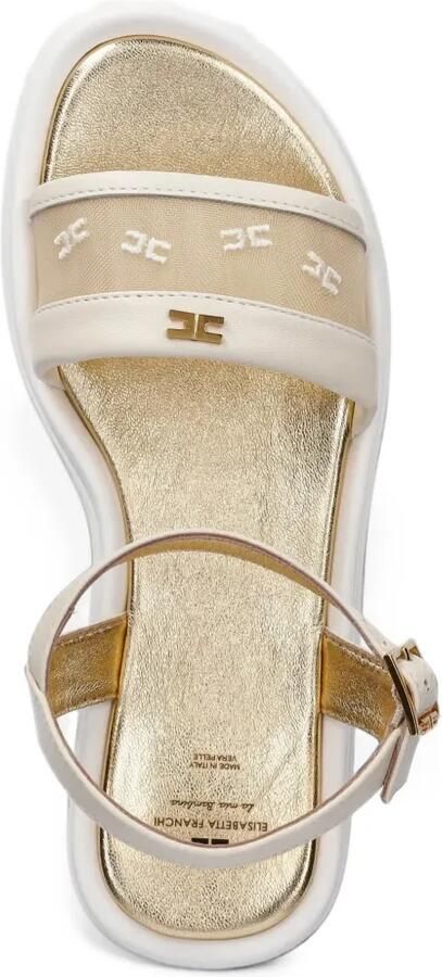 Elisabetta Franchi La Mia Bambina mesh-panel logo-plaque sandals Wit - Foto 2