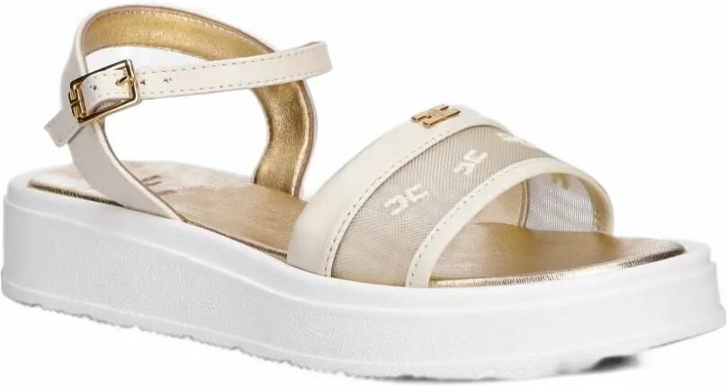 Elisabetta Franchi La Mia Bambina Sandalen met logobandje Beige