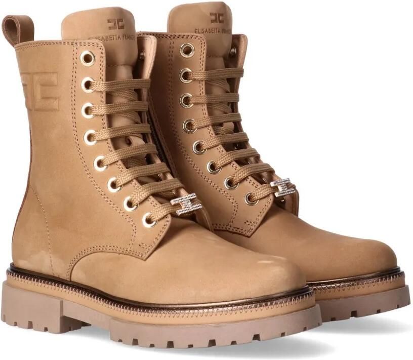Elisabetta Franchi La Mia Bambina Veterlaarzen met logo-reliëf Bruin