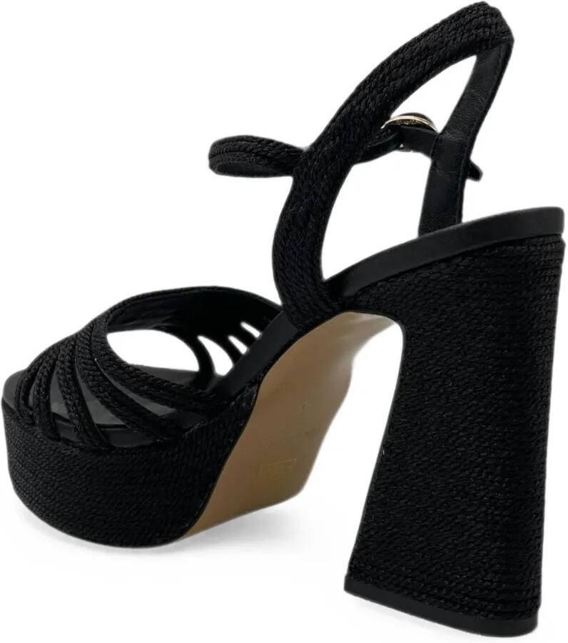 EMANUELLE VEE Giunone raffia sandalen met plateauzool Zwart - Foto 2