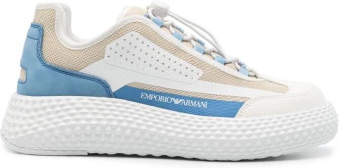 Emporio Armani Chunky sneakers met vlakken en mesh Wit