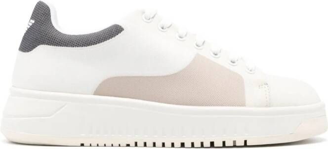 Emporio Armani Sneakers met colourblocking Beige