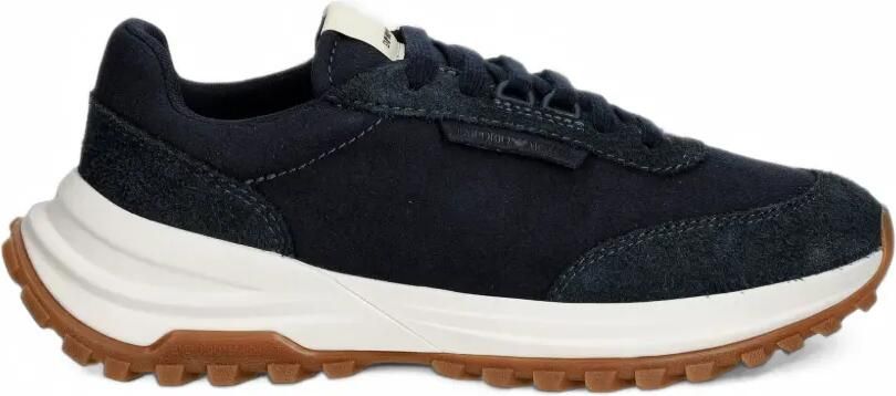 Emporio Armani Eagle Club Capsule Collection suède sneakers Zwart