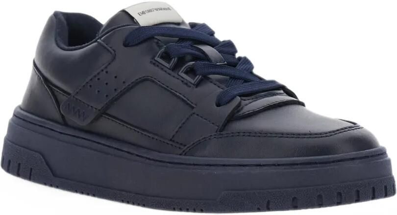 Emporio Ar i Kids perforated panelled sneakers Blauw