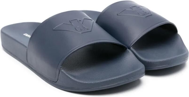 Emporio Ar i Kids Slippers met logo-reliëf Blauw