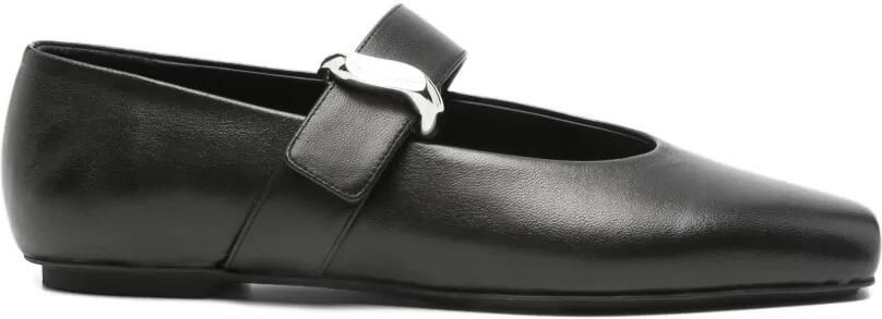 Emporio Armani Leren ballerina's met klittenband Zwart