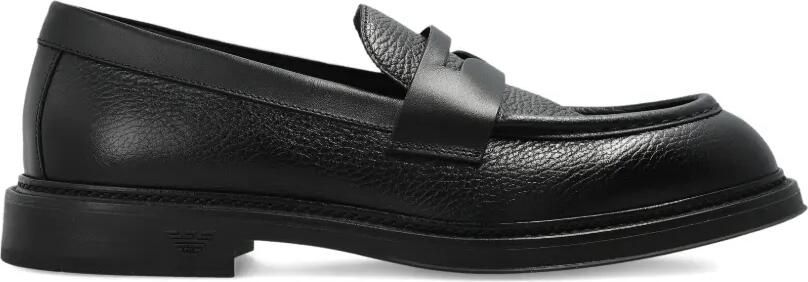Emporio Armani Leren loafers Zwart
