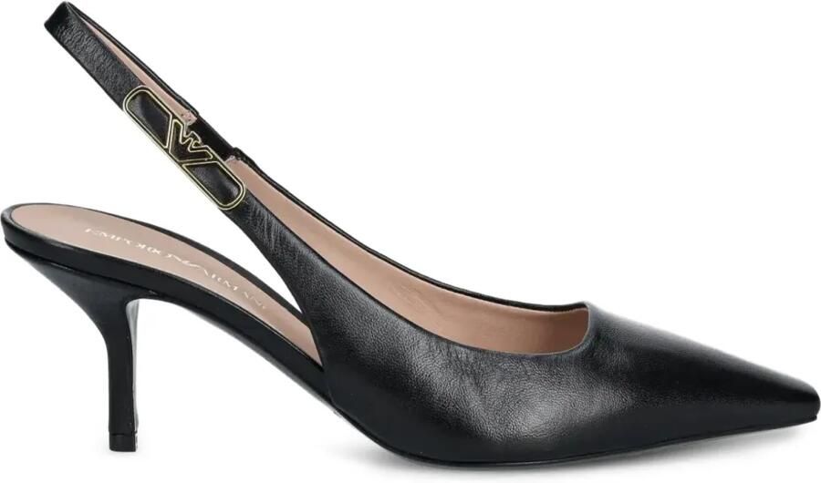Emporio Armani Leren slingback pumps Zwart