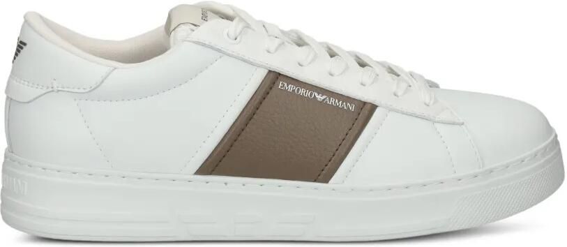 Emporio Armani Leren sneakers met contrasterend vlak Wit
