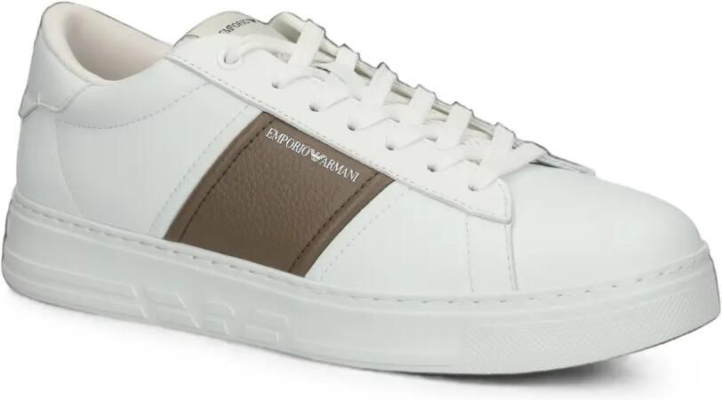 Emporio Armani Leren sneakers met contrasterend vlak Wit - Foto 4