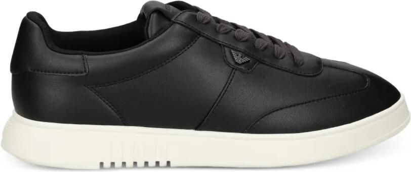 Emporio Armani Leren sneakers met logoplakkaat Zwart