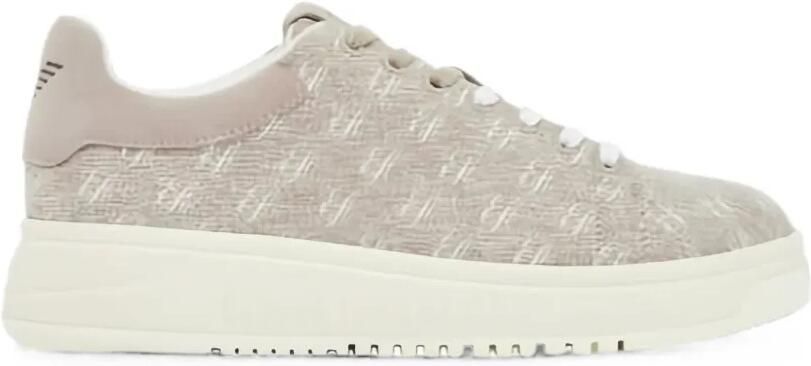 Emporio Armani Low-top sneakers met logo-print Beige