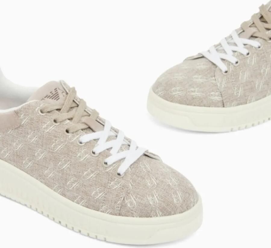 Emporio Armani Low-top sneakers met logo-print Beige - Foto 2