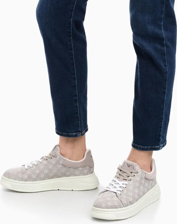 Emporio Armani Low-top sneakers met logo-print Beige - Foto 3