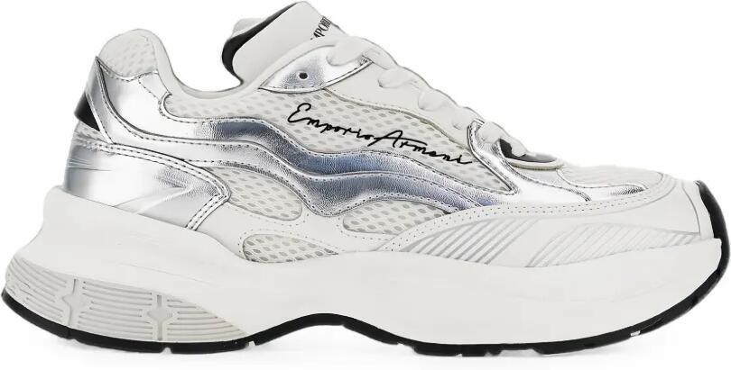 Emporio Armani Mesh sneakers met metallic vlak Wit